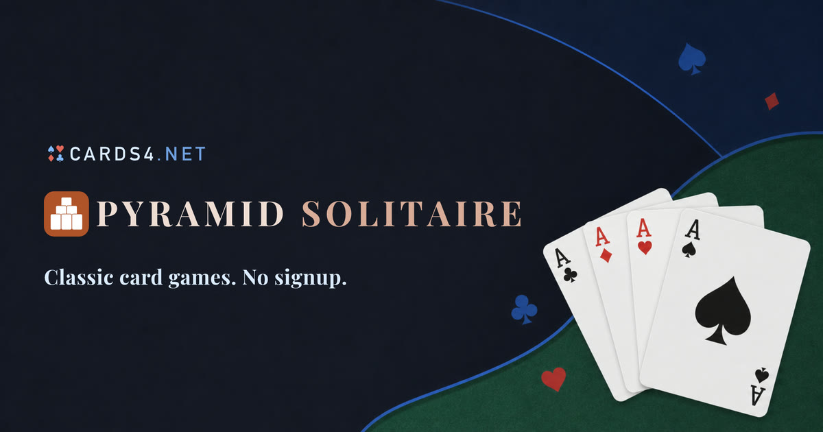 Pyramid Solitaire artwork with the Cards4.net logo and four aces.